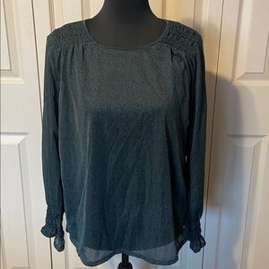 Apt. 9 NWT Gauzy Semi Sheer Blouse w/ Cami Dark Green & Black Women's Medium